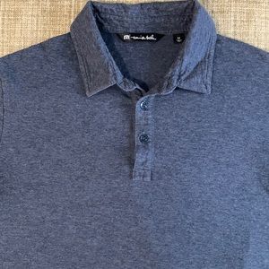 Travis Mathew short sleeve polo. Mens size medium. Grey and dark blue